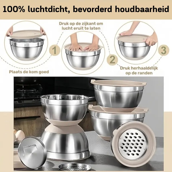Deksela™ GripBowls multifunctionele RVS schalenset