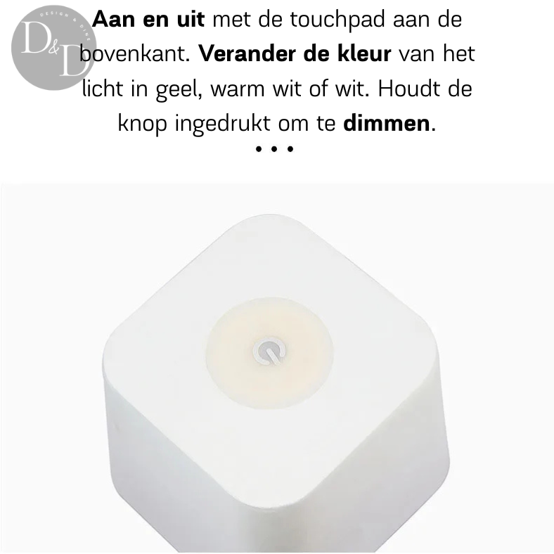 LampraSplash- draadloos, oplaadbaar, waterdicht, dimbaar en 3 kleurstanden