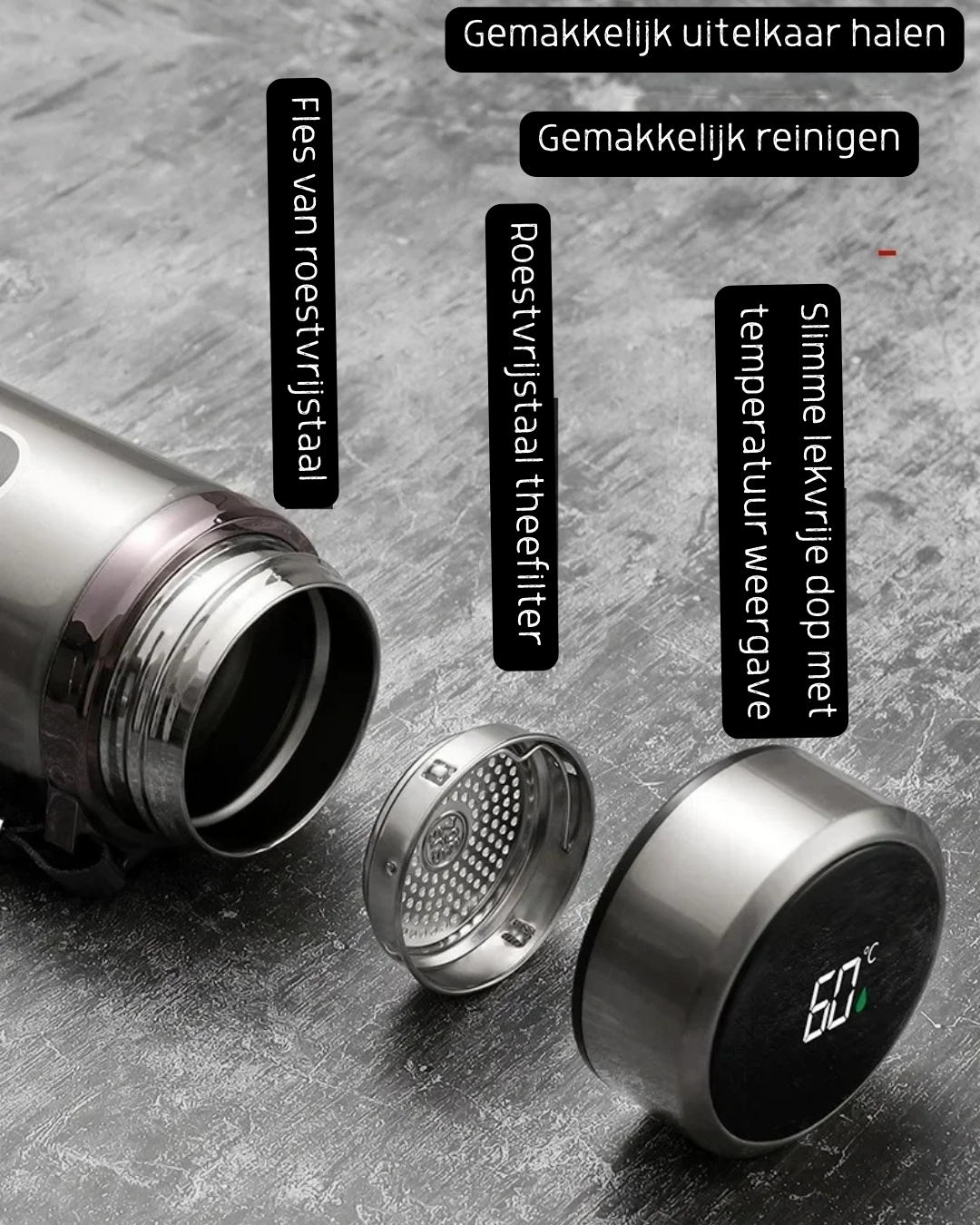 TEMP'on Thermosfles incl. geïntegreerd theezeef