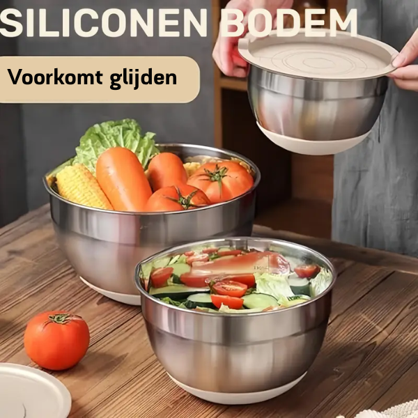 Deksela™ GripBowls multifunctionele RVS schalenset