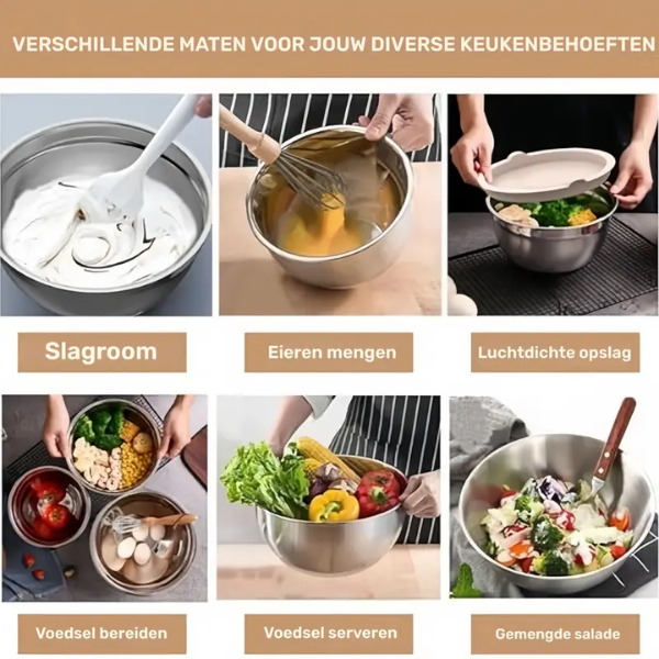 Deksela™ GripBowls multifunctionele RVS schalenset