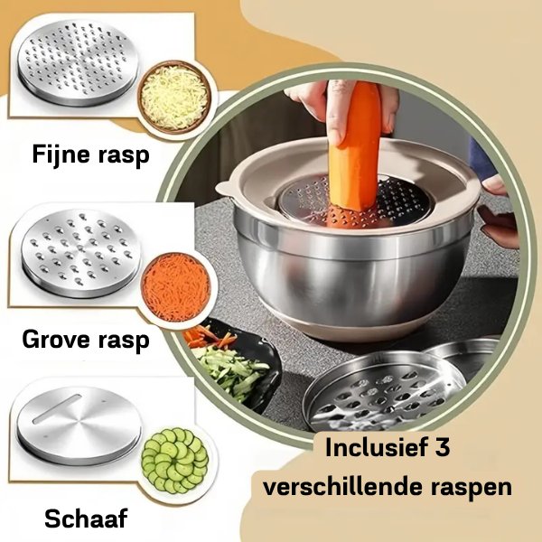 Deksela™ GripBowls multifunctionele RVS schalenset