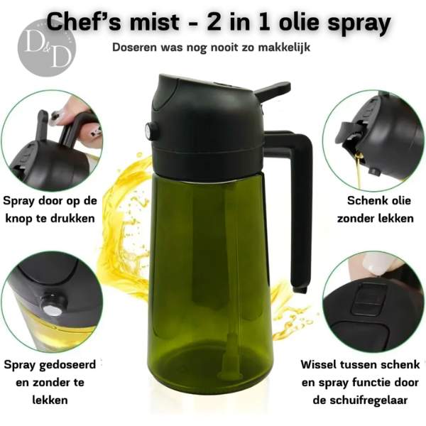 Chef's mist - 2 in 1 olie spray + UV protectie glas