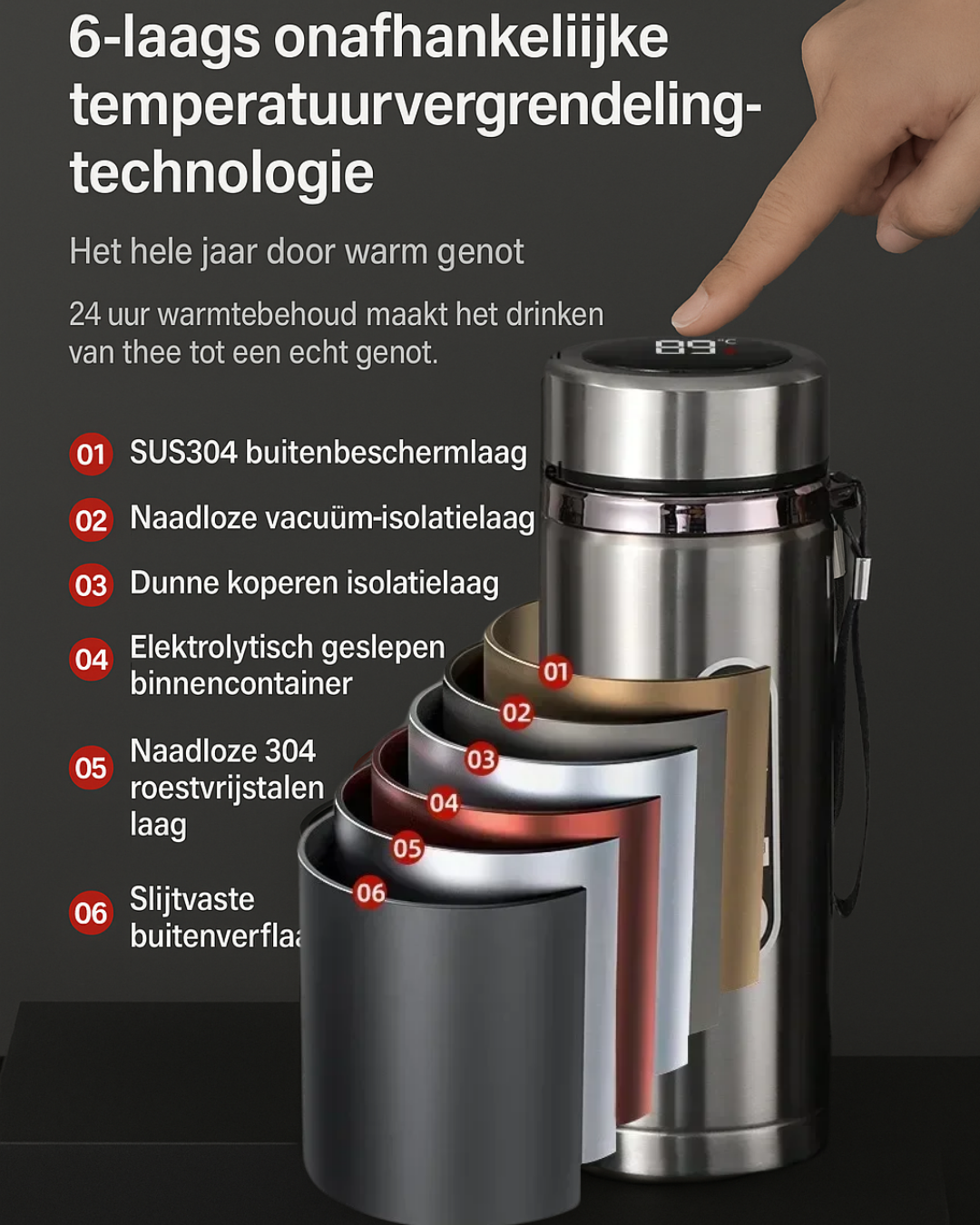 TEMP'on Thermosfles incl. geïntegreerd theezeef