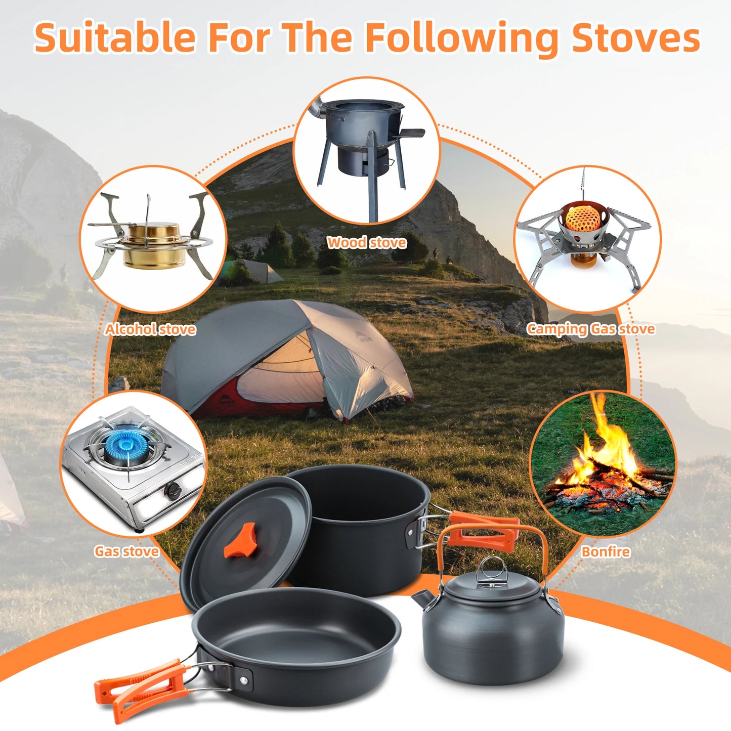 CampFire Cuisine - 17-delige pannen en servies campingset