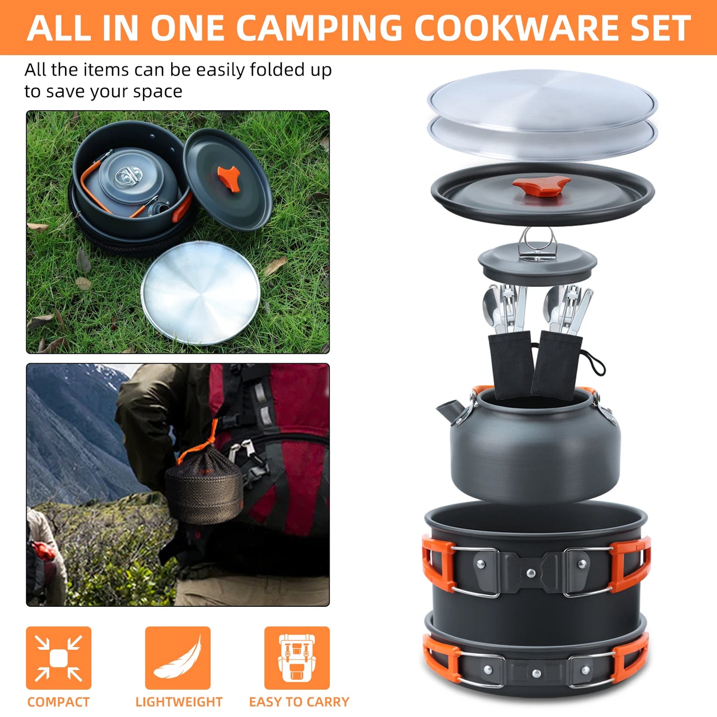 CampFire Cuisine - 17-delige pannen en servies campingset