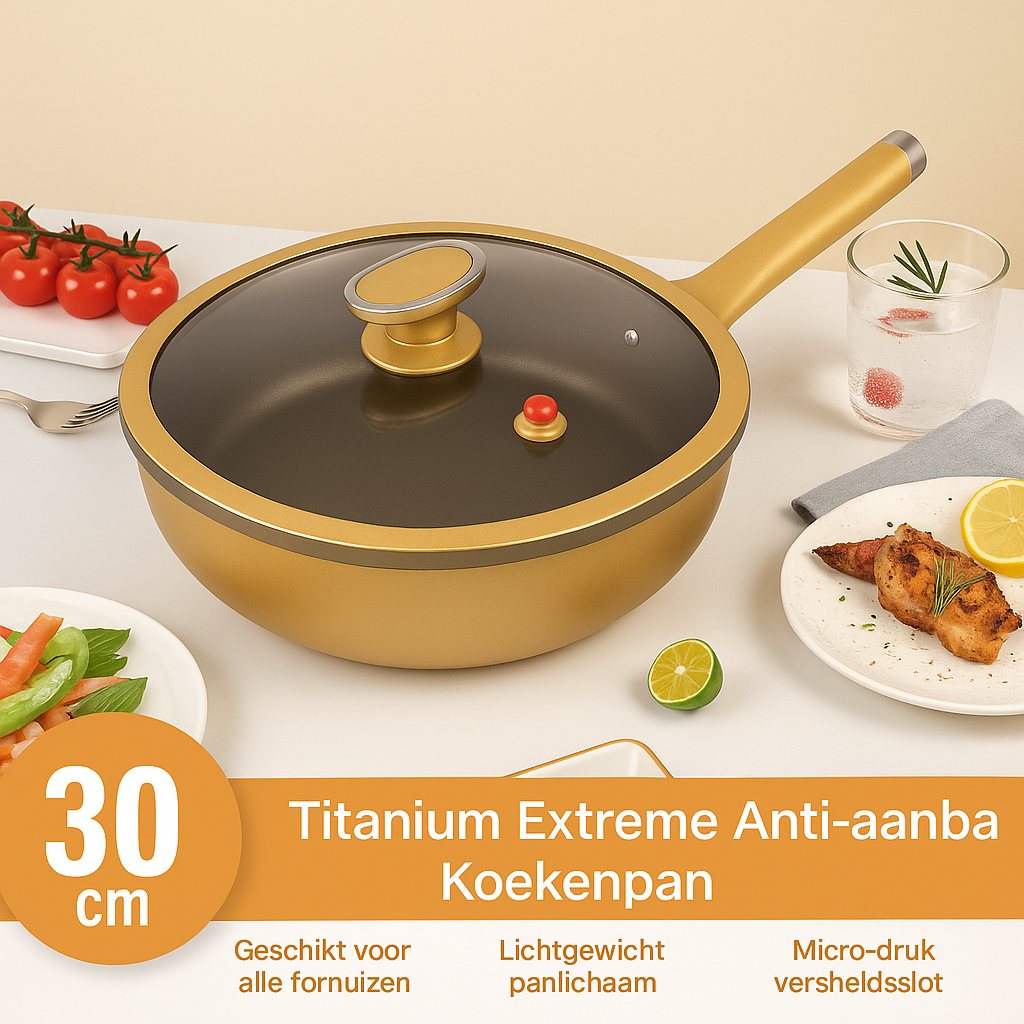 Culinara™ Titanium 12 inch Anti-aanbakpan met deksel - Design & Dine