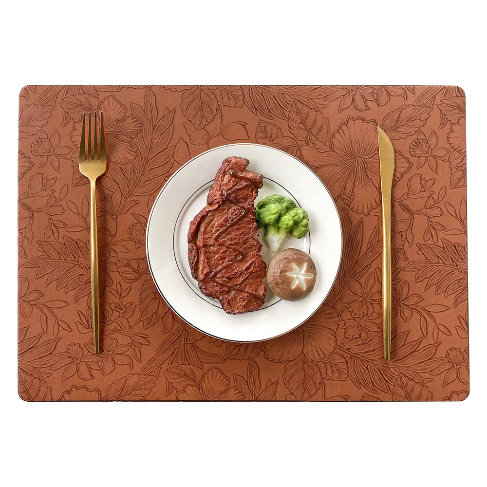 PU-leren placemats met bloemenprint – Verkrijgbaar in 5 kleuren