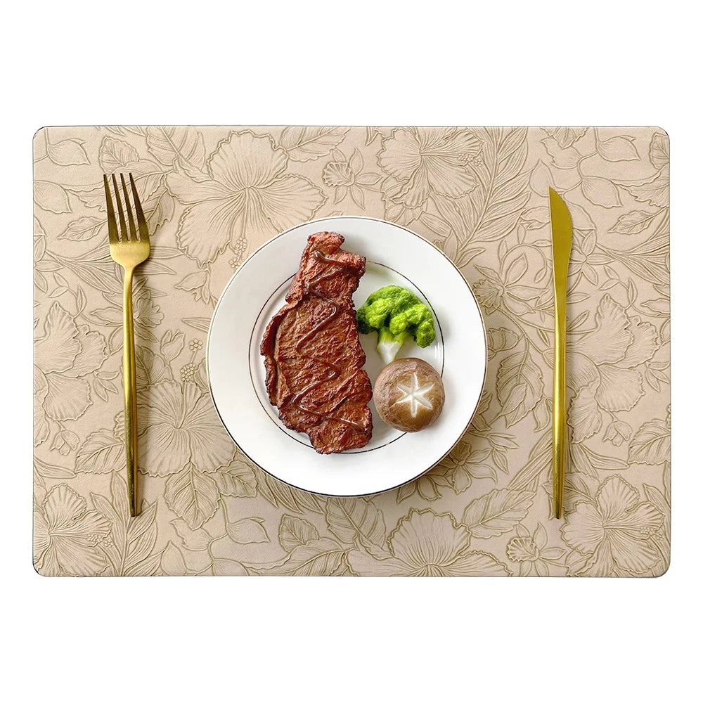 PU-leren placemats met bloemenprint – Verkrijgbaar in 5 kleuren