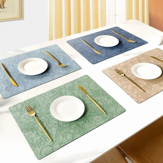PU-leren placemats met bloemenprint – Verkrijgbaar in 5 kleuren