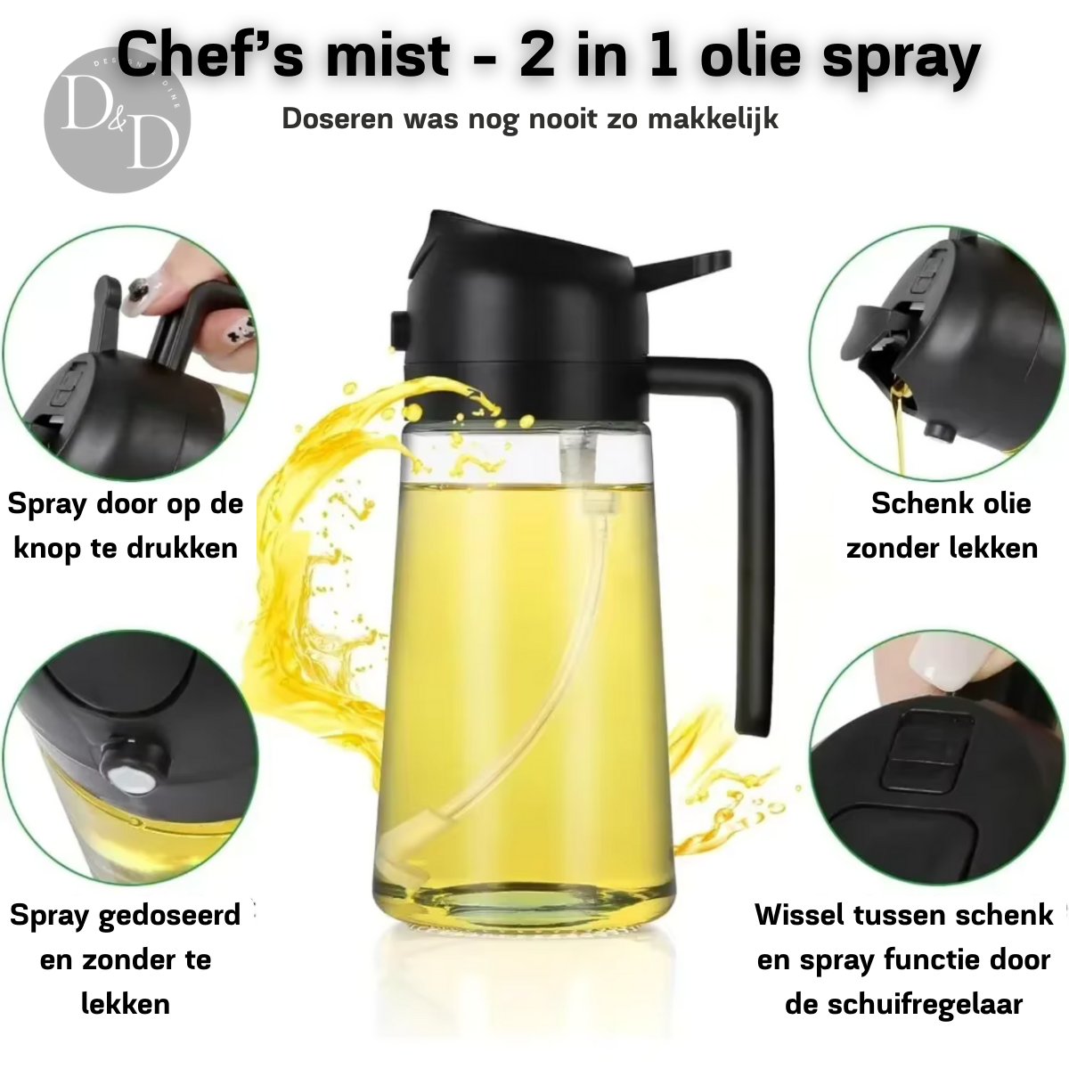Chef's mist - 1 + 1 GRATIS - 2 in 1 olie spray